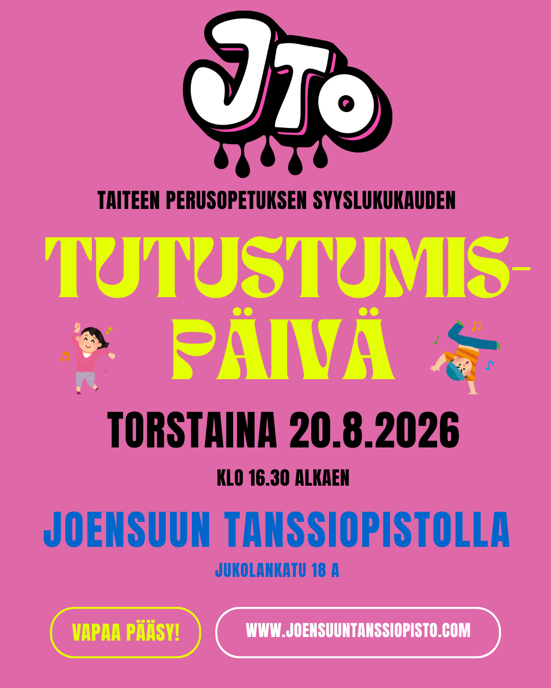 Tutustumispäivä & ilmaiset lajikokeilut to 20.8.2026 klo 16.30-20